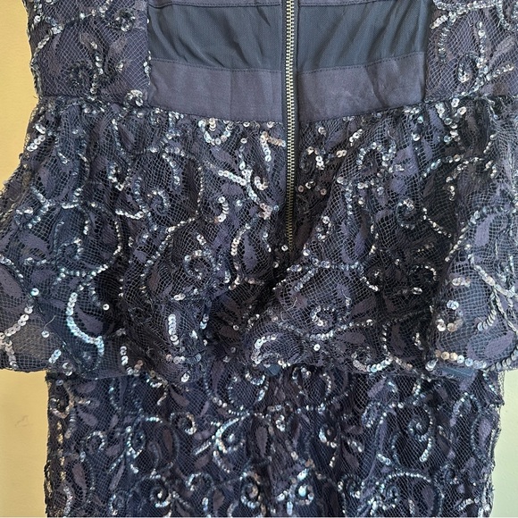 Alice + Olivia "ELISE" Sequin Lace Peplum  Cocktail Dress Above Knee‎ Size 8 - Picture 7 of 11